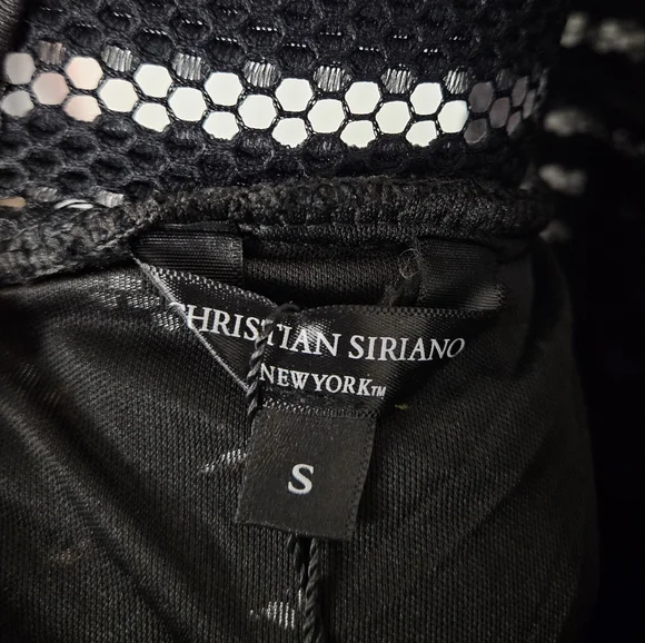 Christian Siriano Black Mesh Stripe Cocktail Dress Nwt Womens Size S Midi - Picture 5 of 12